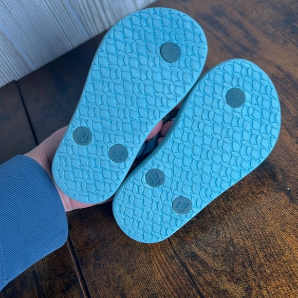 Kids Reef Glitter flip flop sandals size 5/6 blue - Picture 4 of 5